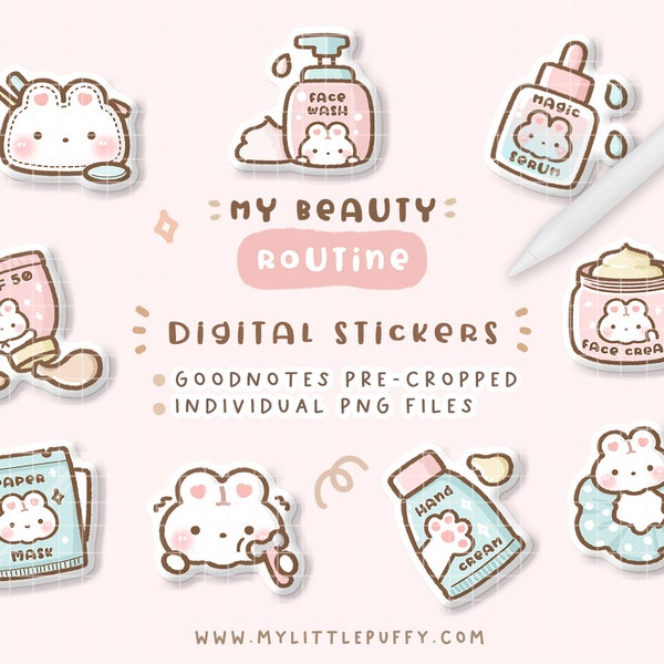 Beauty Digital Planner Stickers for GoodNotes Planner/ Beauty Routine Digital Stickers/ Daily Routine Digital Planner Stickers/ Skin Care