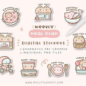 Stickers numériques pour le plan de repas mignon/autocollants de planificateur numérique de plan de repas/autocollants GoodNotes de plan de repas/autocollants numériques de plan de repas hebdomadaire/mignon