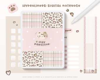 Cuaderno Digital Leopard Goodnotes/ Cuaderno Digital Con Pestañas/ Cuaderno Digital para Estudiantes/ Cuaderno Digital para Estudiantes/ Cuaderno Digital/ Kawaii