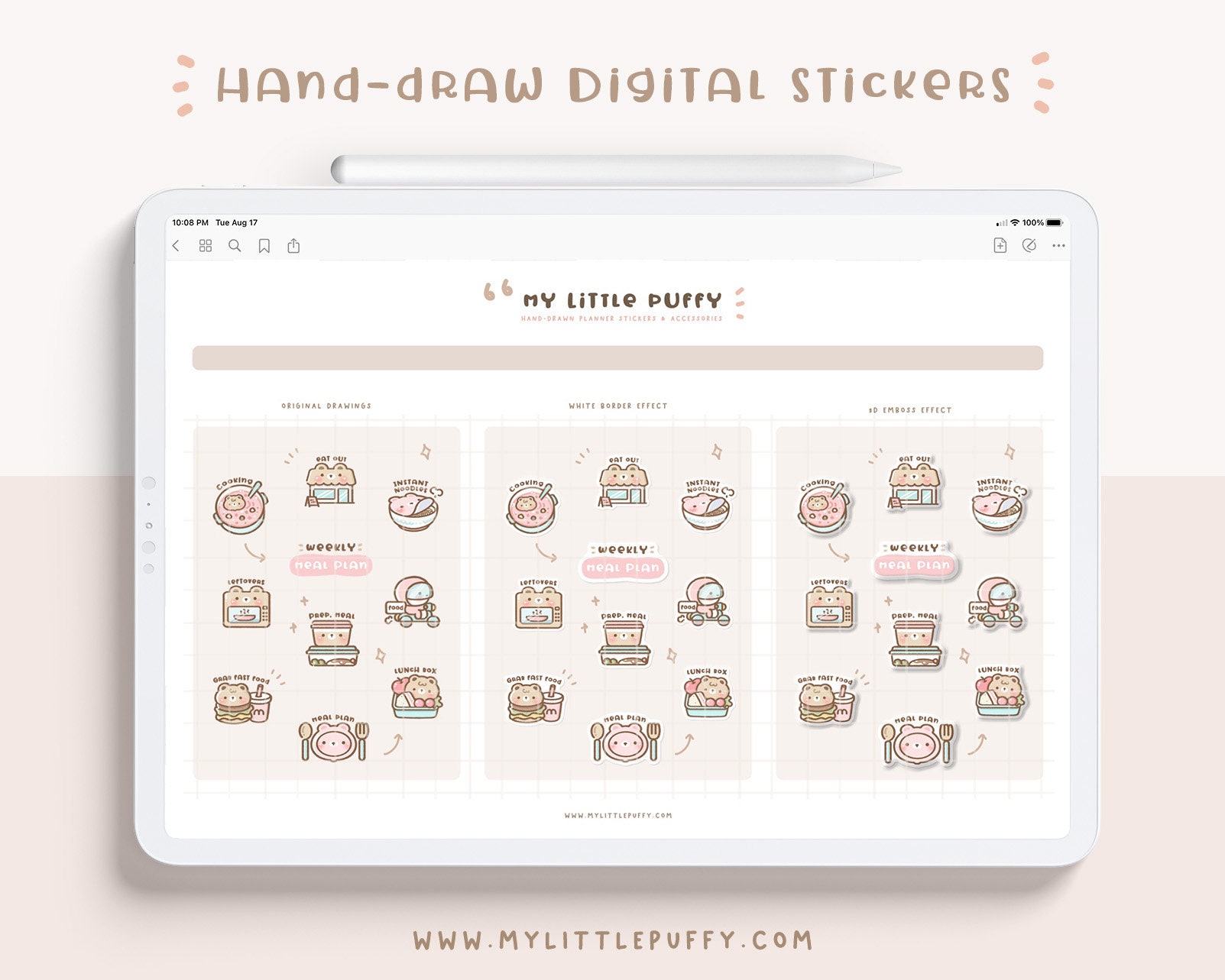 Cute Meal Plan Digital Stickers/ Meal Plan Digital Planner Stickers ...