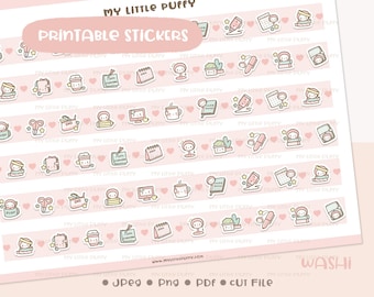 Planning Washi Printable Planner Sticker/ Washi Addicts Planner Sticker/ Pen Washi Printable/ Highlighter Washi Digital/ Coffee TN Printable