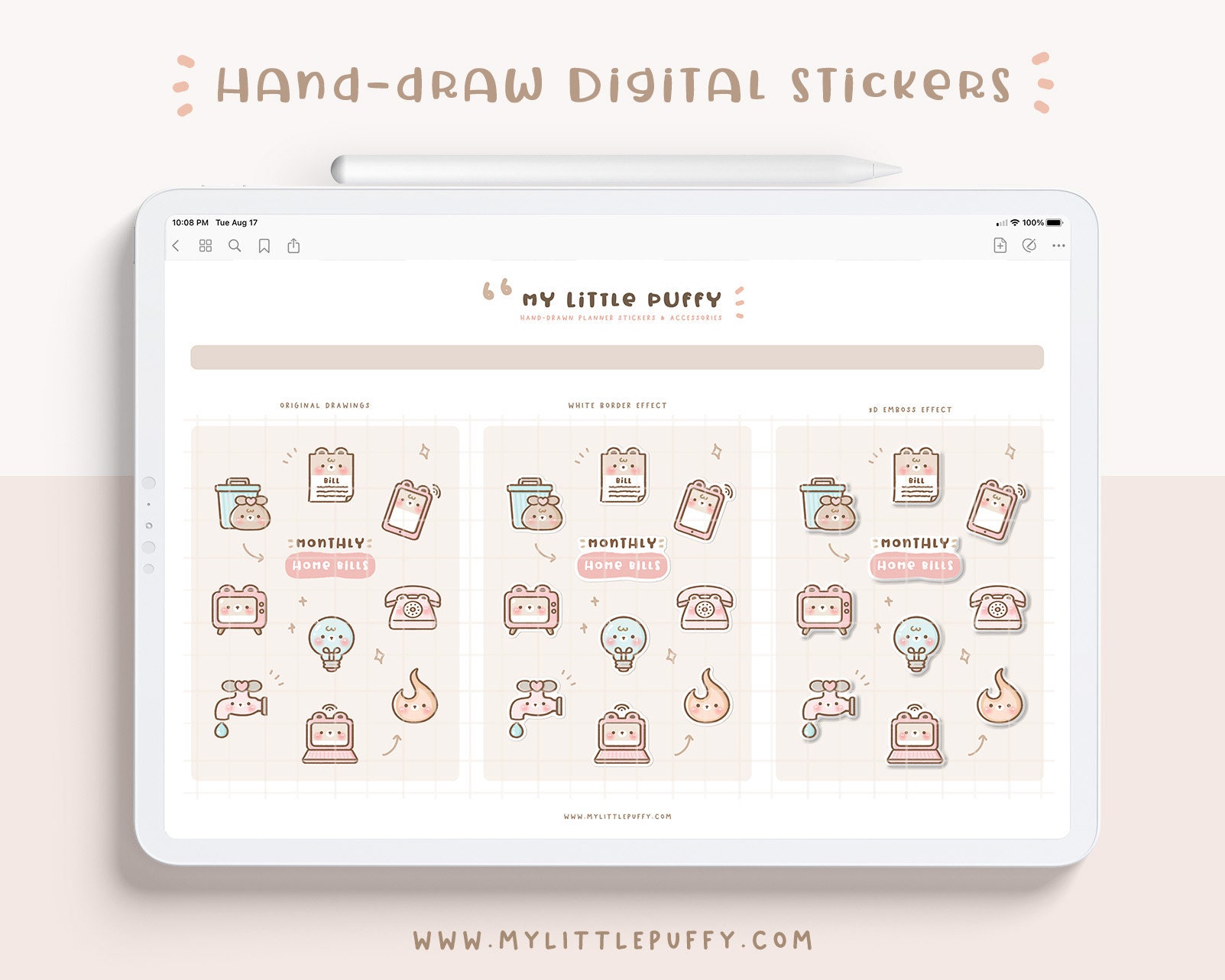Invoice Digital Sticker Home Bills Digital Stickers/ Budget Digital Stickers/ Bills Digital ...