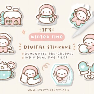 Cute Winter Digital Planner Stickers/ Winter Digital Stickers/ Cute Snow Digital Stickers/ Kawaii Digital Stickers Winter Goodnotes Stickers