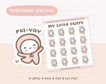 Cute Fri-Yay Printable Planner Sticker/ Fri-Yay Planner Sticker/ Friday Printable Planner Sticker/ Weekend Printable Planner Sticker/ Emoji