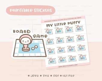 Bordspel Planner Sticker / Game Night Afdrukbare Planner Sticker / Entertainment Planner Sticker / Schaken Afdrukbare Planner Sticker Family Time