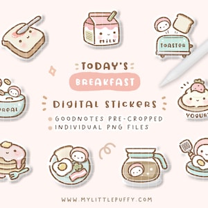 Cute Breakfast Digital Stickers GoodNotes/ Cute GoodNotes Stickers/ Breakfast Digital Stickers/ Kawaii Planner Stickers/ Goodnotes Kawaii