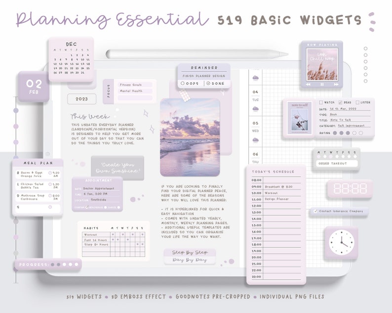 Digital Planner Widgets/ Digital Planner Stickers/ Purple Etsy