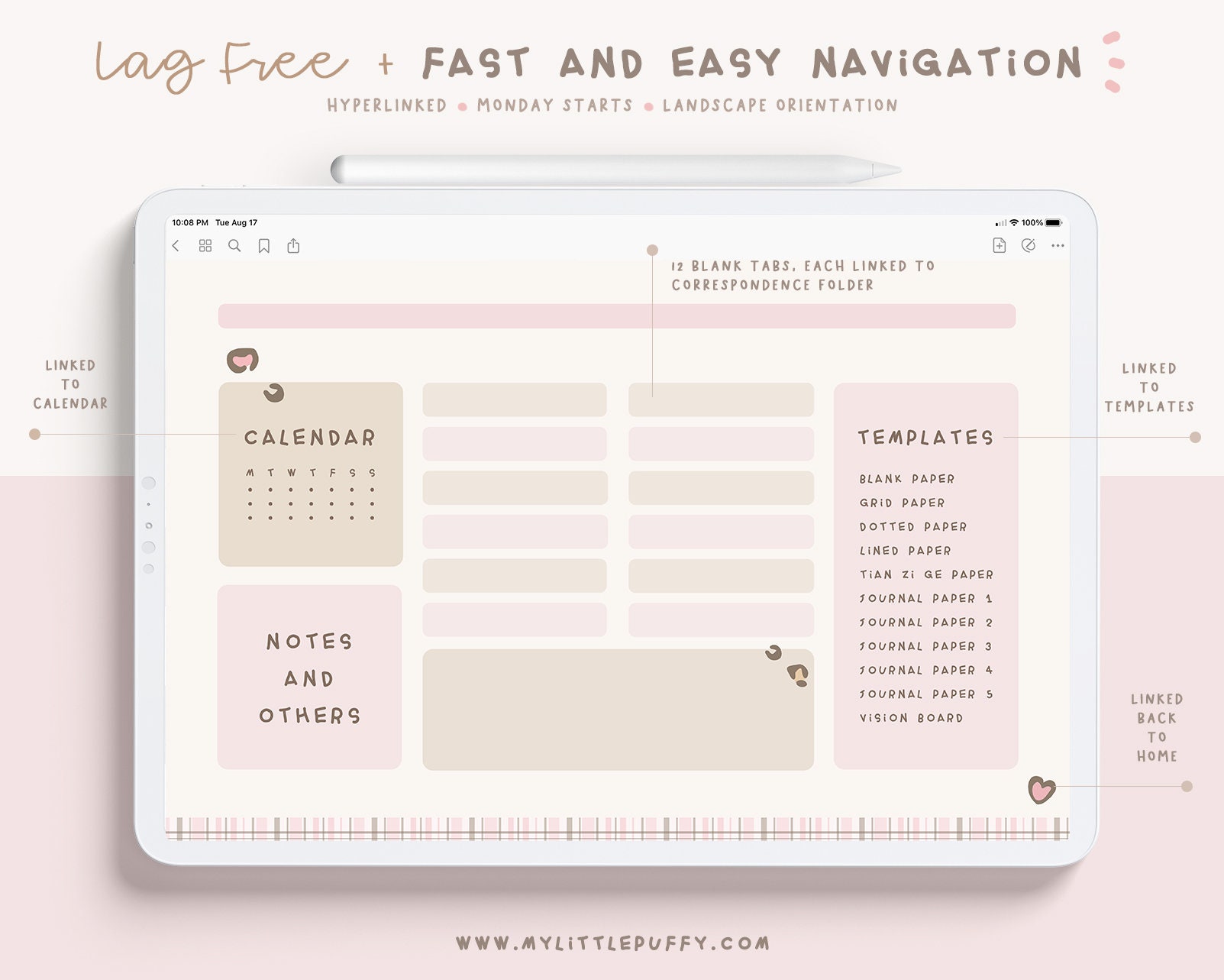 Cute Onenote Undated Kawaii Weekly Digital Planner/ Cute Digital Planner/ Kawaii ...