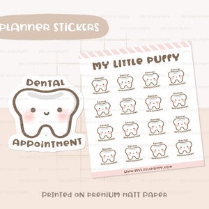 Autocollants de planificateur de rendez-vous dentaire / autocollants de planificateur de santé / autocollants de planificateur de dents / autocollants de planification dessinés à la main mignons / autocollants de soins personnels