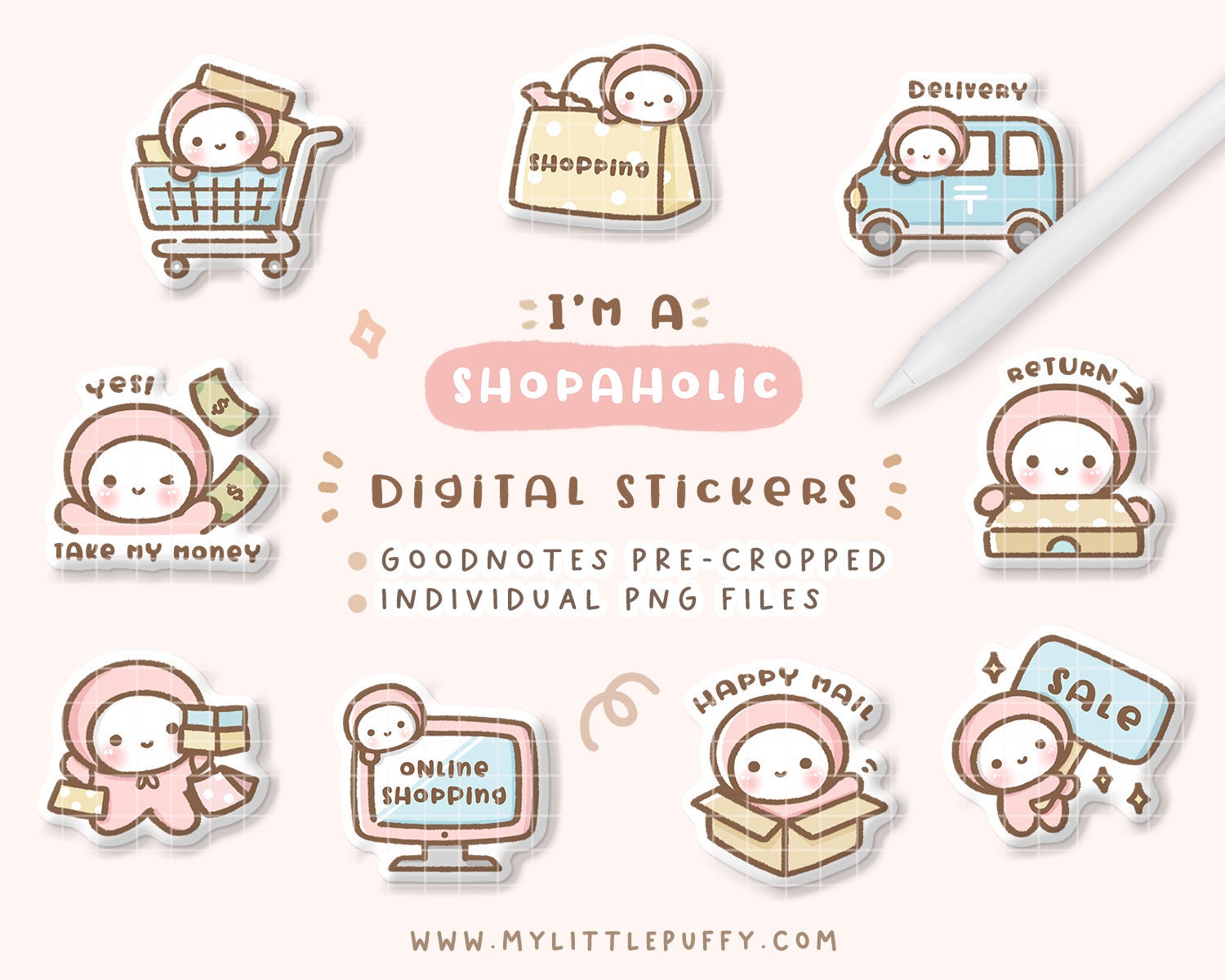 Shopaholic Digital Planner Stickers/ Shopping Digital - Etsy
