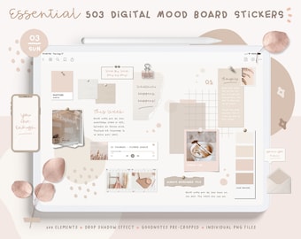 Digital Mood Board Stickers/ Vision Board Digital Stickers Pink/ Digital Planner Stickers Goodnotes/ Digital Sticker Book/ Goodnotes/ PNG