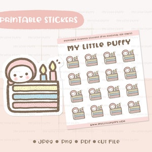 Cute Rainbow Cake Printable Planner Sticker/ Birthday Cake Planner Sticker/ Celebration Printable Planner Sticker/ Celebrate Planner Sticker