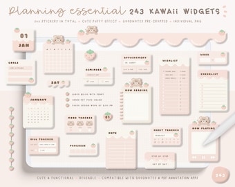 Cute Digital Widgets/ Cute Digital Planner Stickers/ Cute Digital Sticker Book/ Planner Widgets For Digital Planner/ Goodnotes Stickers/ PNG