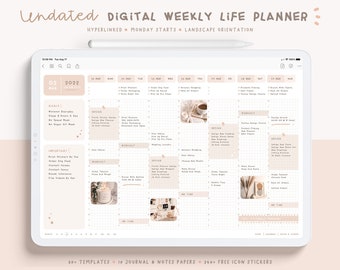 Undated Weekly Digital Planner/ Digital Life Planner/ Journal Digital Planner/ Undated Goodnotes Planner/ Onenote Digital Planner/ Ipad