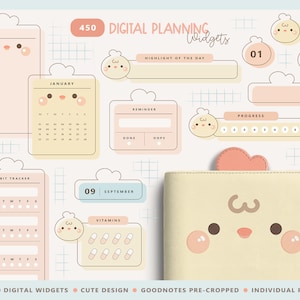 Cute Digital Stickers/ Cute Digital Planner Widgets/ Cute Digital Planner Stickers/ Cute Digital Widgets / Cute Goodnotes Sticker Set/ PNG