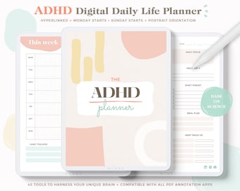 Adhd Digital Planner/ Adults Adhd Planner/ Digital Adhd Planner/ Adults ADHD Journal/ Digital ADHD Workbook/ Undated ADHD Digital Planner