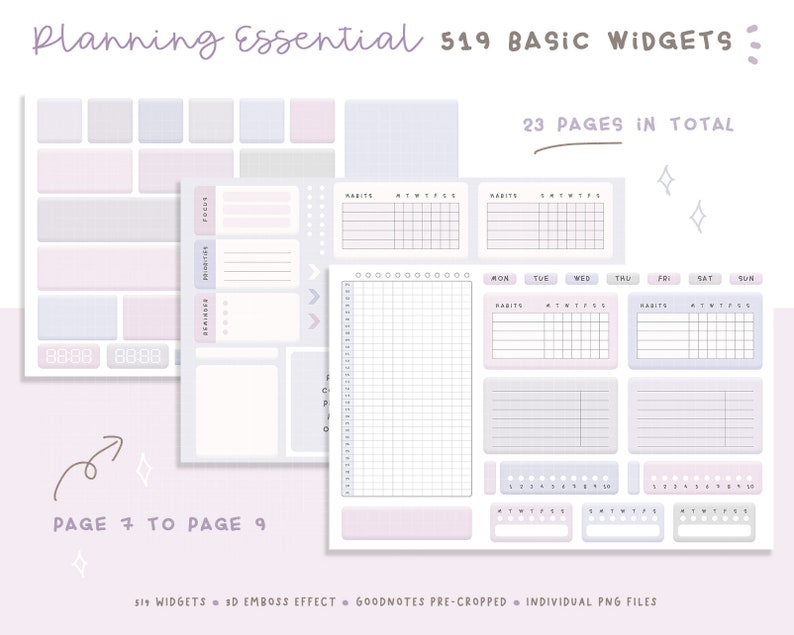 Digital Planner Widgets/ Digital Planner Stickers/ Purple Etsy