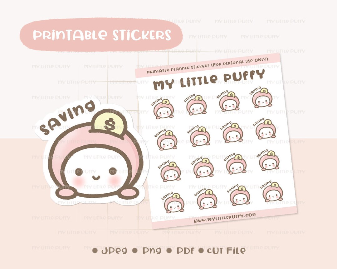 Saving Printable Planner Sticker/ Saving Planner Sticker/ Piggy Bank Printable Planner Sticker ...