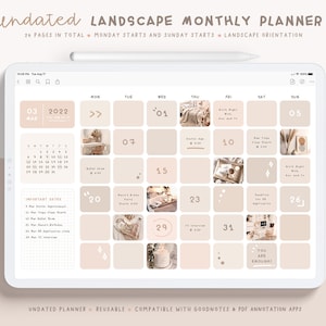 Undated Monthly Digital Planner/ Digital Life Planner/ 12 Month Weekly Digital Planner/ Digital Undated Planner/ Digital Planner Templates