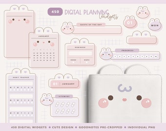 Cute Bunny Digital Stickers/ Cute Digital Planner Widgets/ Cute Digital Stickers/ Cute Digital Widgets / Cute Goodnotes Sticker Set/ PNG