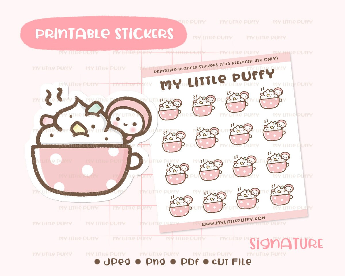 Cute Hot Chocolate Printable Planner Sticker/ Winter Printable | Etsy