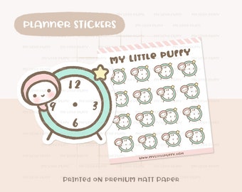 Empty Clock Planner Stickers/ Sleep Planner Stickers/ Wake Up Planner Stickers/ Kawaii Hand Drawn Planner Sticker/ Reminder Planner Stickers