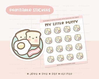 Cute Breakfast Planner Sticker/ Breakfast Printable Planner Sticker/ Meal Printable Sticker/ Foodie Planner Sticker/ Bacon And Eggs/ Digital