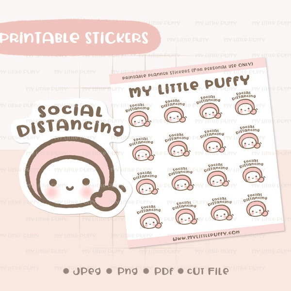 Social Distancing Printable Planner Sticker/ Pandemic Planner Stickers/ Covid-19 Printable Planner Sticker/ Covid Retraction Planner Sticker