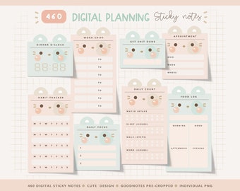 Cat Digital Stickers/ Kitten Digital Stickers/ Cute Digital Sticky Notes/ Digital Planner Stickers/ Cute Digital Stickers/ Kawaii Stickers