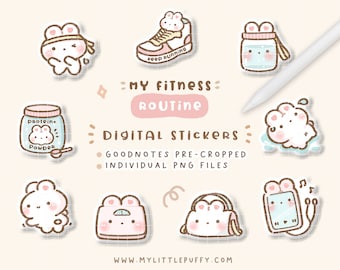 Workout Digital Planner Stickers for GoodNotes Planner/ Fitness Digital Planner Stickers/ Gym Digital Stickers/ Gym Goodnotes Stickers/ PNG