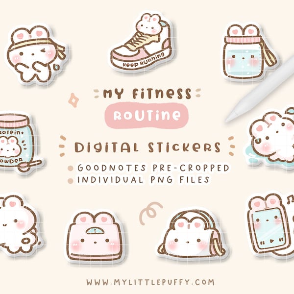 Workout Digital Planner Stickers for GoodNotes Planner/ Fitness Digital Planner Stickers/ Gym Digital Stickers/ Gym Goodnotes Stickers/ PNG