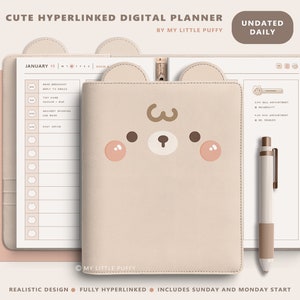 Cute Undated Digital Planner/ Realistic Digital Planner/ Undated Digital Planner/ Cute Digital Planner/ Daily Digital Planner GoodNotes Cute