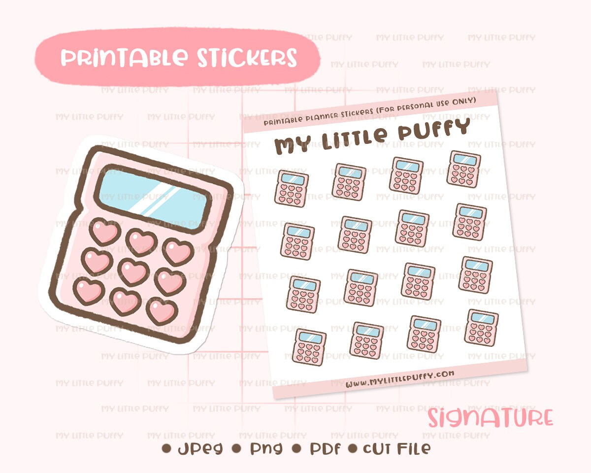 cute calculator printable planner sticker calculator planner etsy