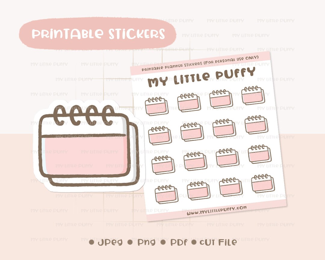Cute Fill It in Yourself Calendar Printable Planner Sticker/ Blank ...