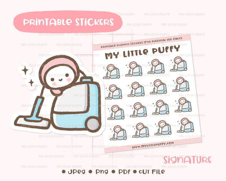 Cute Vacuum Printable Planner Sticker/ Vacuum Planner Sticker/ Etsy