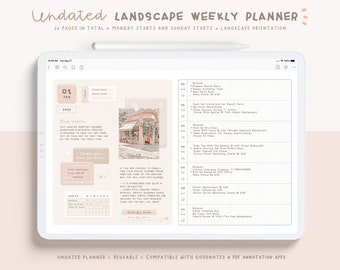 Undated Weekly Digital Planner/ Digital Life Planner/ 12 Month Weekly Digital Planner/ Digital Undated Planner/ Digital Planner Templates