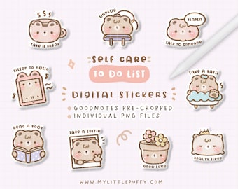 Self Care Planner Stickers/ Mental Health Digital Planner Stickers/ Bear Digital Stickers/ Self Love Planner Stickers/ ADHD Planner Stickers