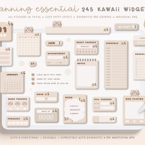 Kawaii Digital Widgets/ Cute Digital Planner Stickers/ Digital Sticker Book/ Planner Widgets For Digital Planner/ Goodnotes Stickers/ PNG