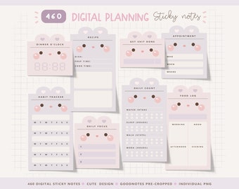 Cute Digital Stickers/ Cute Digital Sticky Notes/ Kawaii Digital Stickers/ Pink Digital Stickers/ Cute Digital Planner Stickers/ PNG Files