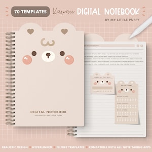 Niedliches Digitales Notizbuch/ Hyperlinked Digitales Notizbuch/ 12 Abschnitte Digitales Notizbuch/ Kawaii Digitales Notizbuch/ Notizen Vorlage für Notizen