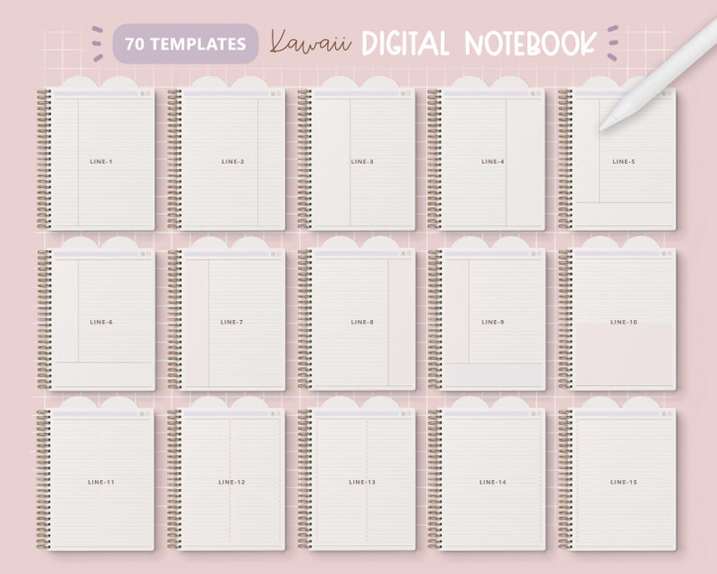 Cute Bunny Digital Notebook/ Hyperlinked Digital Notebook/ 12 Sections Digital Notebook/ Kawaii Digital Notebook/ Pink Notebook Digital Cute zdjęcie 6