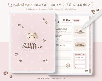 Undated Daily Digital Planner/ Cute Digital Planner/ Kawaii Digital Planner/ Cute GoodNotes Planner Undated/ Kawaii Daily Planner Digital