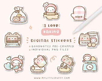 Śliczne pieczenie cyfrowe naklejki Planner/gotowanie naklejki GoodNotes/pieczenie GoodNotes naklejki Planner/Kawaii pieczenie cyfrowe naklejki/różowy