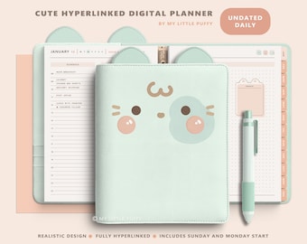 Kawaii Digital Planner/ Undated Digital Planner/ Realistic Digital Planner/ Cute Digital Planner/ Daily Digital Planner/ Journal Digital