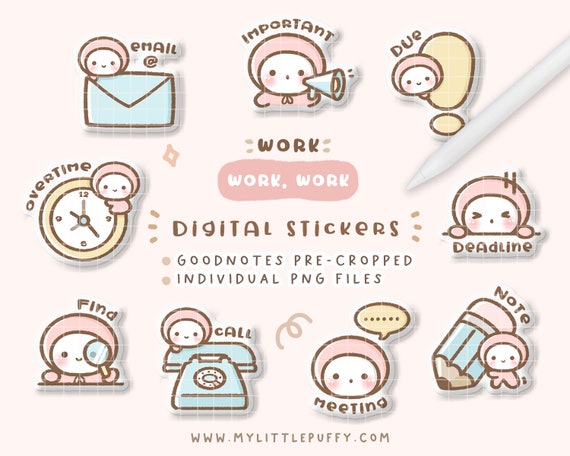 Cute Work Digital Stickers/ Work Digital Planner Stickers/ To Do List Goodnotes Stickers/ Busy Digital Stickers/ Office Digital Stickers PNG