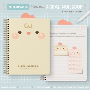 Cute Digital Notebook/ Hyperlinked Digital Notebook/ 12 Sections Digital Notebook/ Kawaii Digital Notebook/ Templates Digital Notetaking