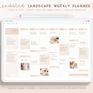 Undated Weekly Digital Planner/ Digital Life Planner/ 12 Month Weekly Digital Planner/ Digital Undated Planner/ Digital Planner Templates