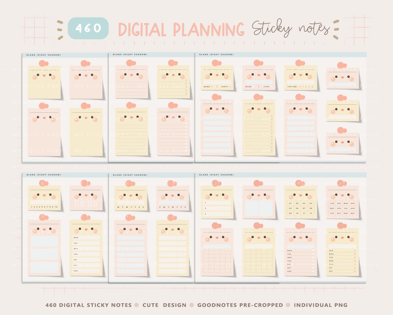 Cute Digital Sticky Notes/ Cute Digital Stickers/ Kawaii Digital ...