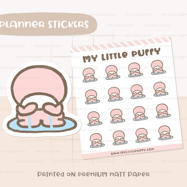 Crying Planner Stickers/ Depressed Planner Stickers/ Sad Planner Stickers/ Kawaii Hand Drawn Planner Stickers/ Cute Emoji Planner Stickers