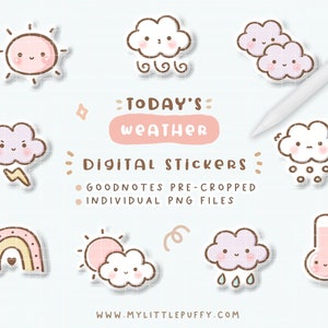 Niedliches Wetter digitale Planner Aufkleber / GoodNotes Aufkleber / Wetter GoodNotes Aufkleber / Wetter Aufkleber / Kawaii Goodnotes